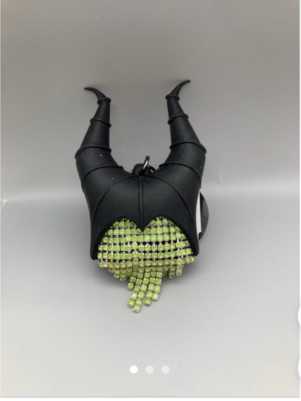 Disney hand sanitizer Black Horned Charm with Lime Green Crystal maleficent